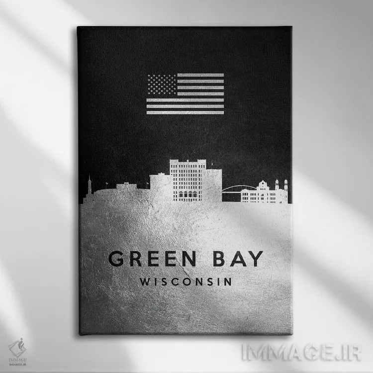 تابلو خط افق نقرهای گرین بی ویسکانسین اثر آدریان بالدُوینو - نمای روبهرو روی دیوار