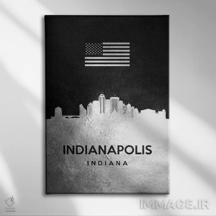 تابلو خط افق نقرهای ایندیاناپولیس ایندیانا اثر آدریان بالدُوینو - نمای روبهرو روی دیوار