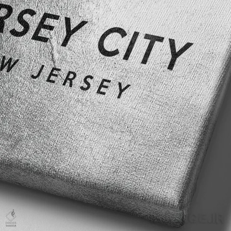 تابلو خط افق نقرهای جرسی سیتی نیوجرسی اثر آدریان بالدُوینو - نمای نزدیک بافت بوم