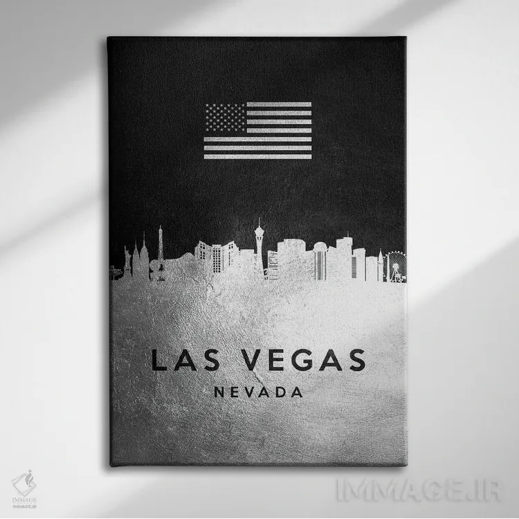 تابلو خط افق نقرهای لاسوگاس نوادا اثر آدریان بالدُوینو - نمای روبهرو روی دیوار