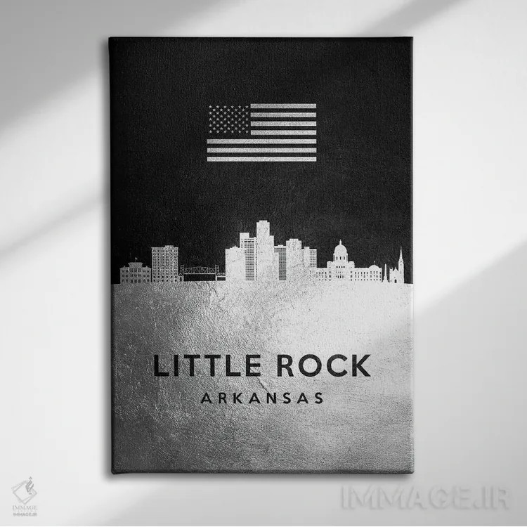 تابلو خط افق نقرهای لیتل راک آرکانزاس اثر آدریان بالدُوینو - نمای روبهرو روی دیوار