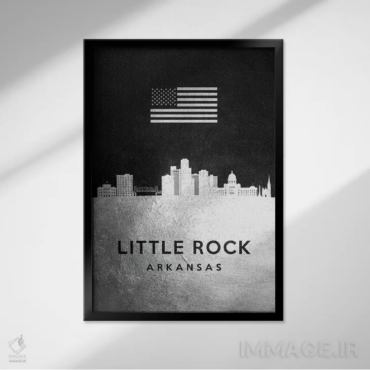 تابلو خط افق نقرهای لیتل راک آرکانزاس اثر آدریان بالدُوینو - نمای قابدار مشکی