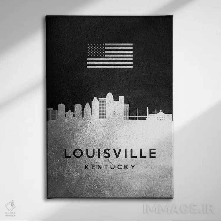 تابلو خط افق نقرهای لوئیزویل کنتاکی اثر آدریان بالدُوینو - نمای روبهرو روی دیوار