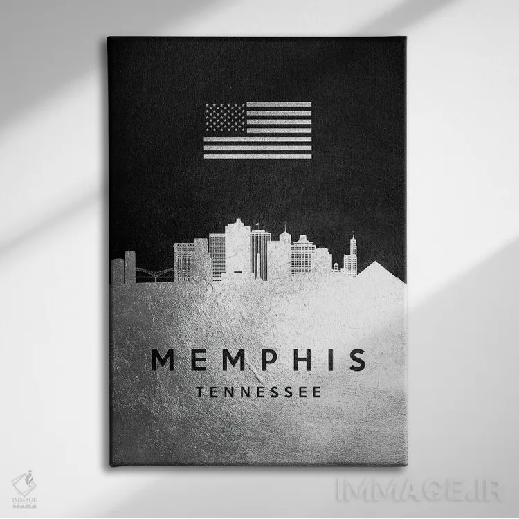 تابلو خط افق نقرهای ممفیس تنسی ۲ اثر آدریان بالدُوینو - نمای روبهرو روی دیوار