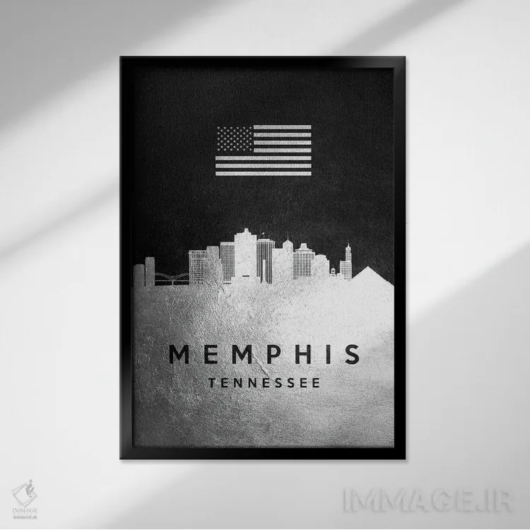 تابلو خط افق نقرهای ممفیس تنسی ۲ اثر آدریان بالدُوینو - نمای قابدار مشکی