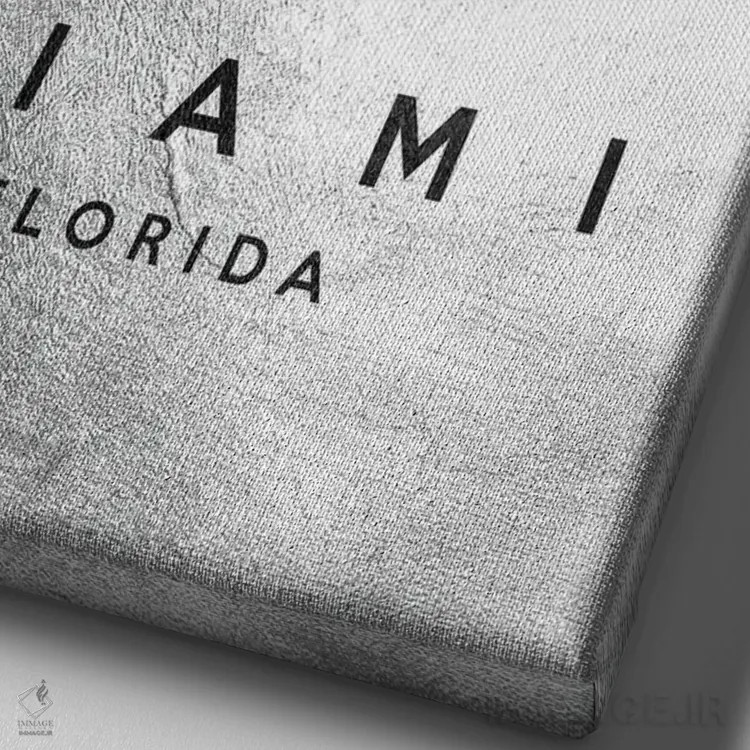 تابلو خط افق نقرهای میامی فلوریدا اثر آدریان بالدُوینو - نمای نزدیک بافت بوم