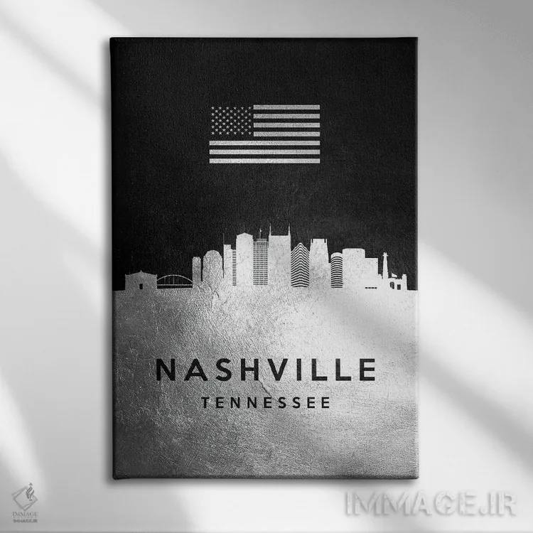 تابلو خط افق نقرهای نشویل تنسی اثر آدریان بالدُوینو - نمای روبهرو روی دیوار