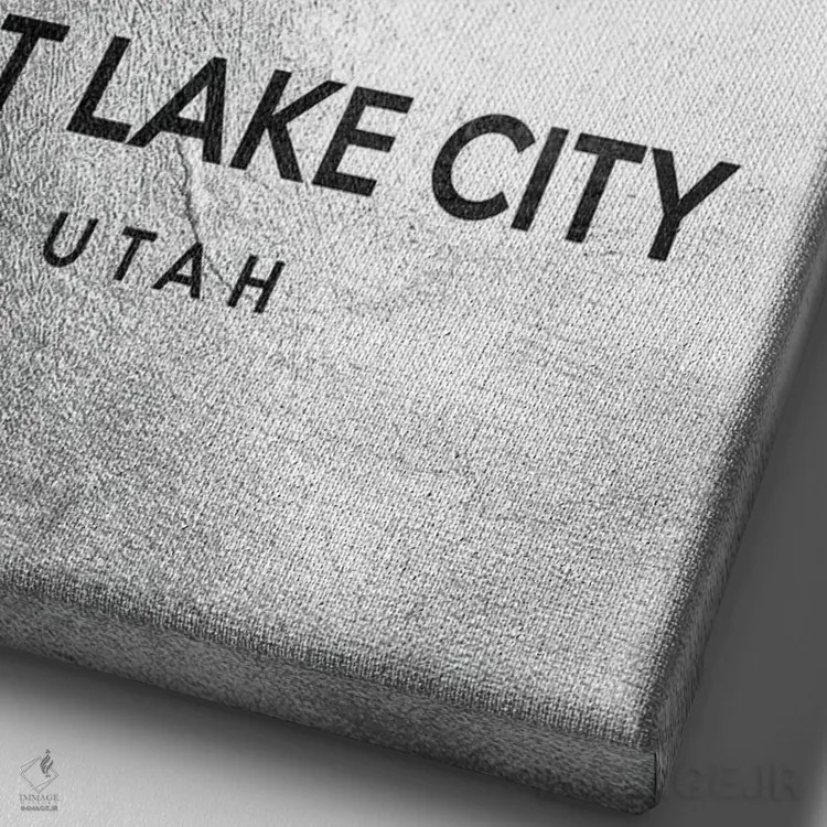 تابلو خط افق نقرهای سالت لیک سیتی یوتا اثر آدریان بالدُوینو - نمای نزدیک بافت بوم