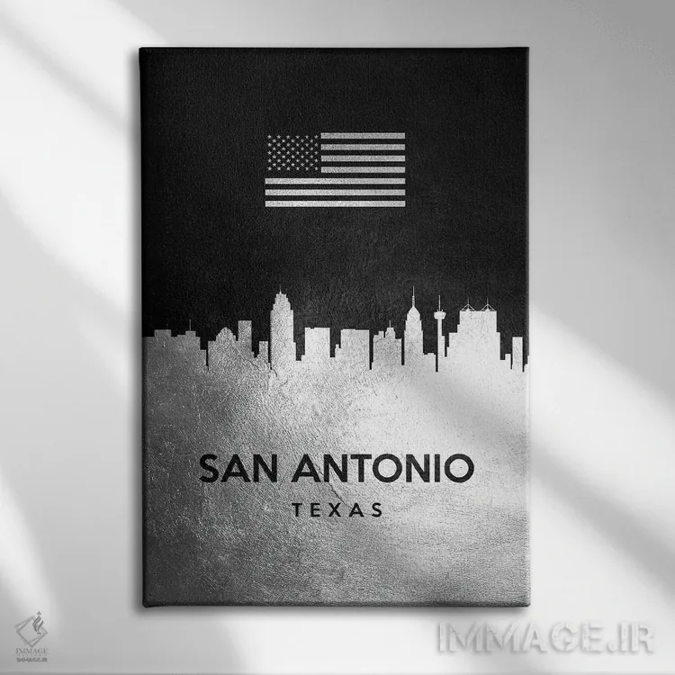 تابلو خط افق نقرهای سن آنتونیو تگزاس ۲ اثر آدریان بالدُوینو - نمای روبهرو روی دیوار