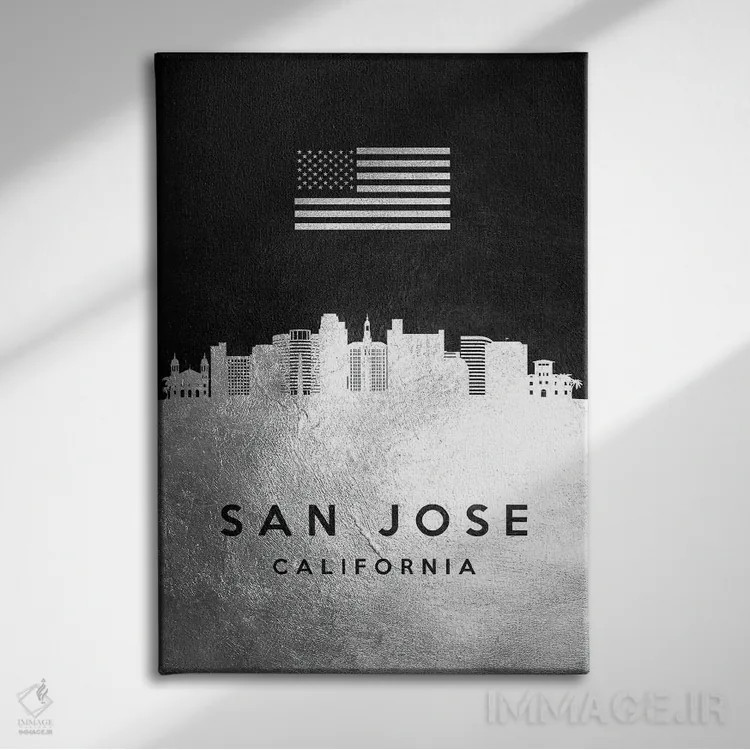 تابلو خط افق نقرهای سنخوزه کالیفرنیا اثر آدریان بالدُوینو - نمای روبهرو روی دیوار