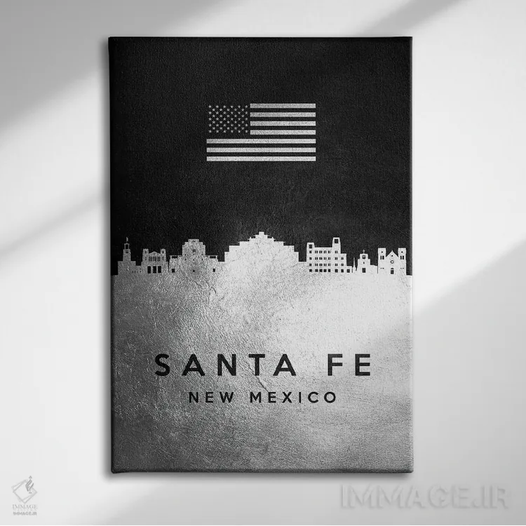 تابلو خط افق نقرهای سانتا فه نیومکزیکو اثر آدریان بالدُوینو - نمای روبهرو روی دیوار