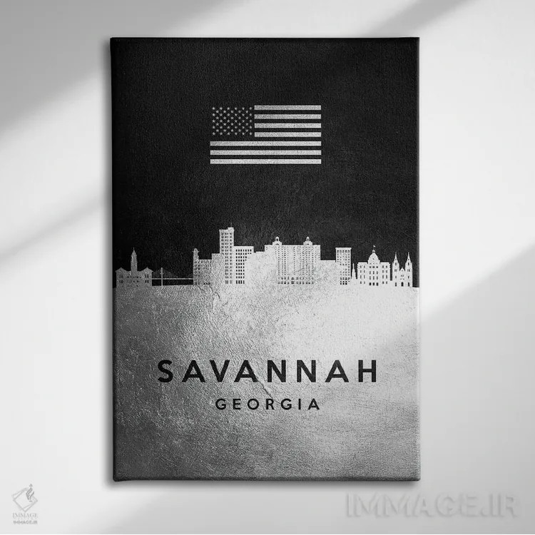 تابلو خط افق نقرهای ساوانا جورجیا اثر آدریان بالدُوینو - نمای روبهرو روی دیوار