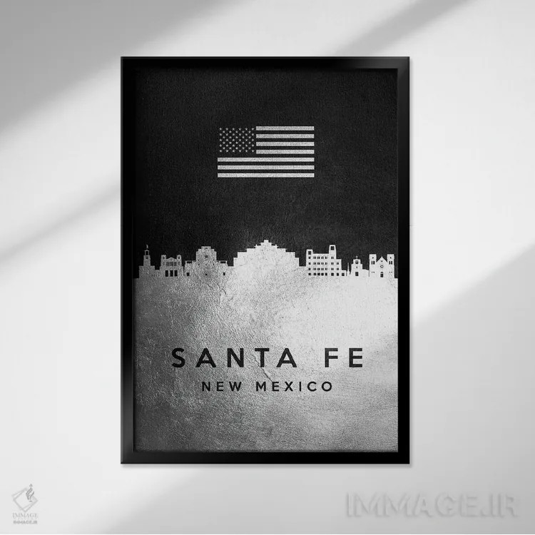 تابلو خط افق نقرهای سانتا فه نیومکزیکو اثر آدریان بالدُوینو - نمای قابدار مشکی