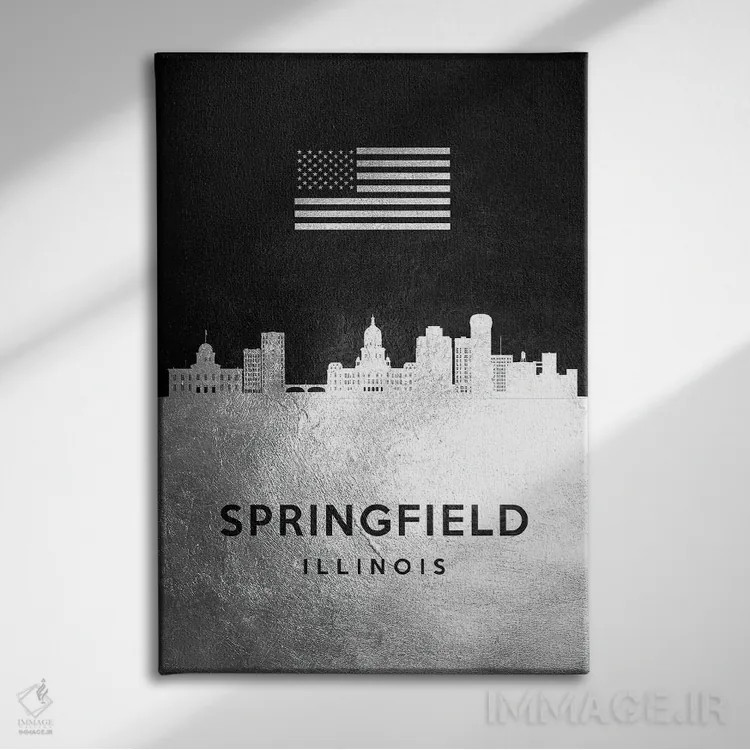 تابلو خط افق نقرهای اسپرینگفیلد ایلینوی اثر آدریان بالدُوینو - نمای روبهرو روی دیوار