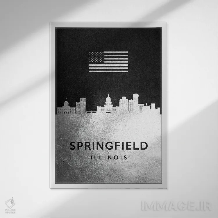 تابلو خط افق نقرهای اسپرینگفیلد ایلینوی اثر آدریان بالدُوینو - نمای قابدار سفید