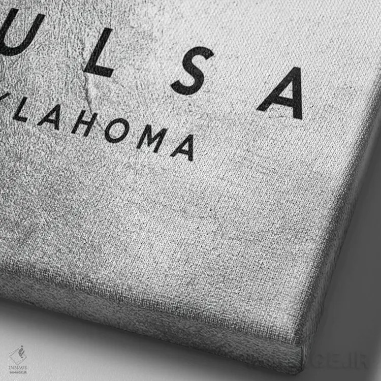 تابلو خط افق نقرهای تولسا اوکلاهما اثر آدریان بالدُوینو - نمای نزدیک بافت بوم