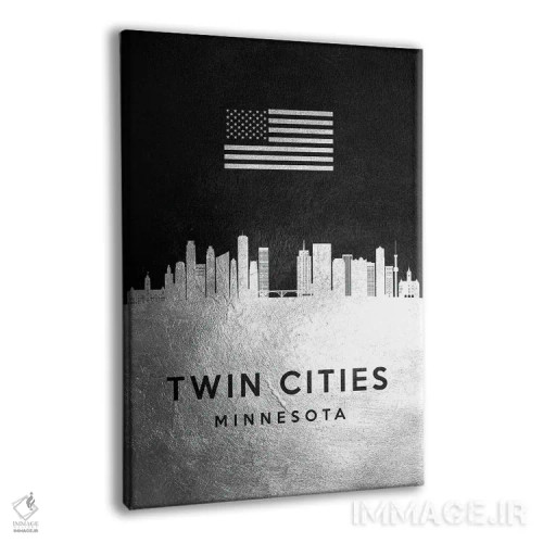 تابلو خط افق نقرهای شهرهای دوقلوی مینهسوتا (مینیاپولیس و سنت پل) اثر آدریان بالدُوینو - نمای پرسپکتیو محصول