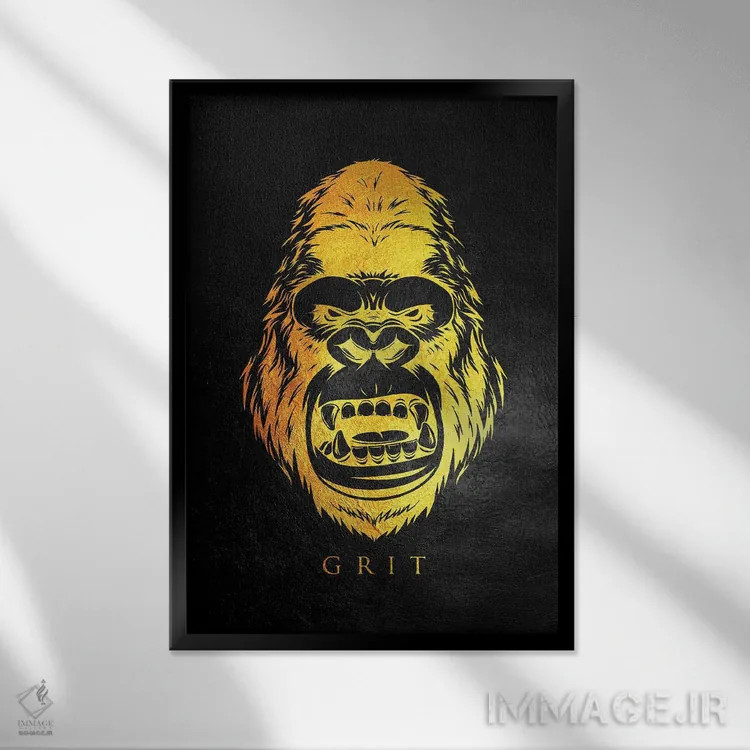 تابلو پایداری گوریل اثر آدریان بالدُوینو - نمای قابدار مشکی