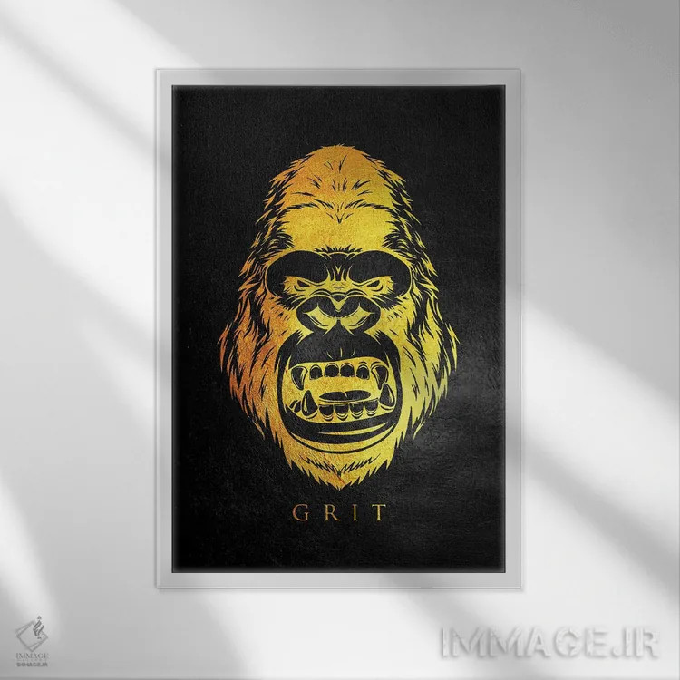 تابلو پایداری گوریل اثر آدریان بالدُوینو - نمای قابدار سفید