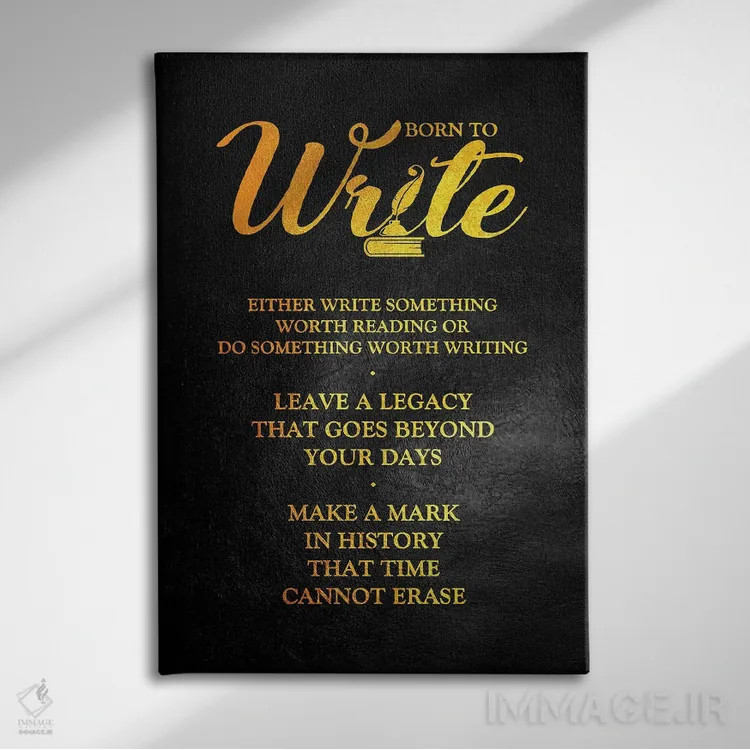 تابلو برای نوشتن به دنیا آمده اثر آدریان بالدُوینو - نمای روبهرو روی دیوار