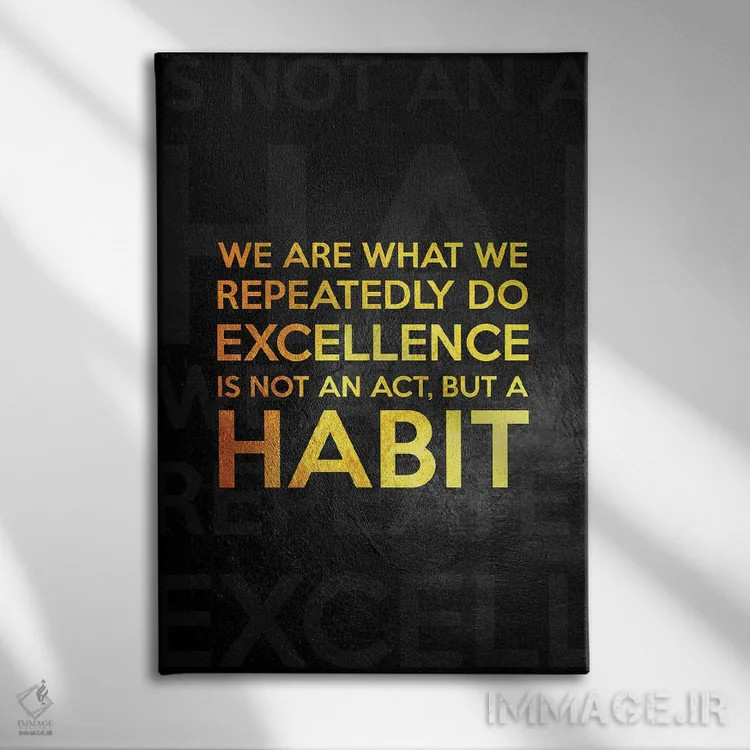 تابلو برتری را به عادتت تبدیل کن اثر آدریان بالدُوینو - نمای روبهرو روی دیوار