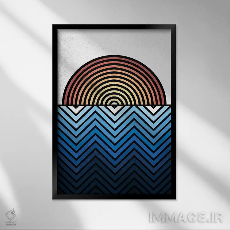 تابلو دریاها هنگام غروب اثر اندرو ام بارلو - نمای قابدار مشکی