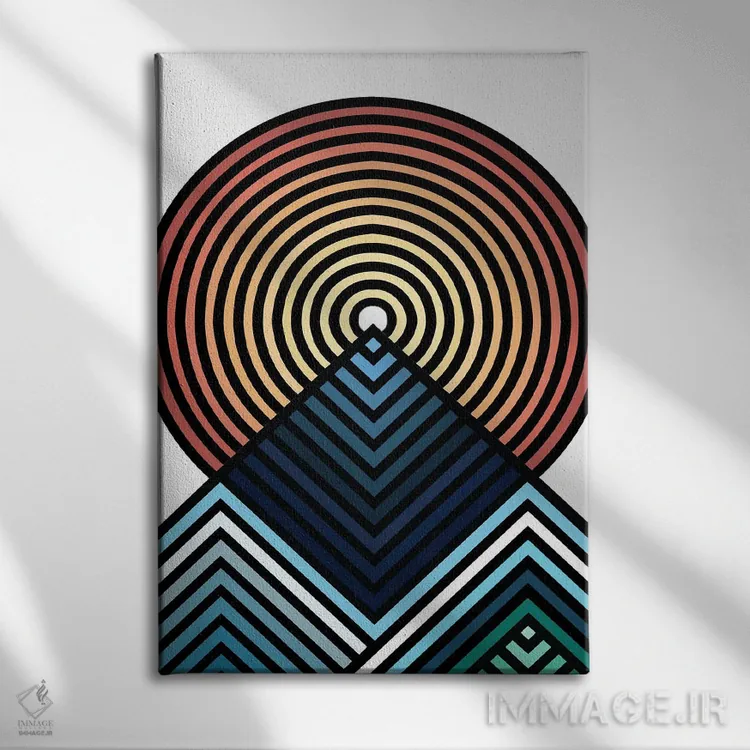 تابلو کوهِ هنگام طلوع اثر اندرو ام بارلو - نمای روبهرو روی دیوار