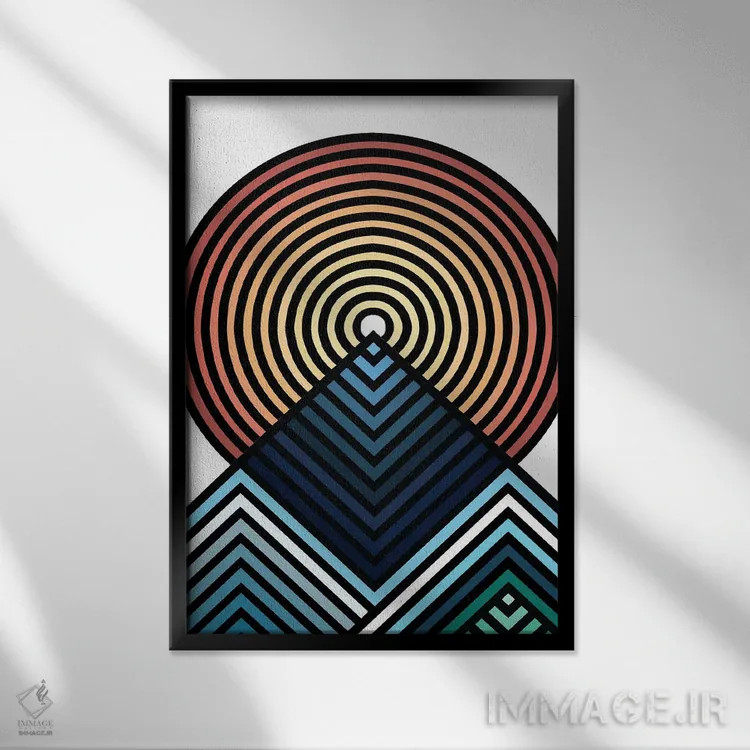 تابلو کوهِ هنگام طلوع اثر اندرو ام بارلو - نمای قابدار مشکی