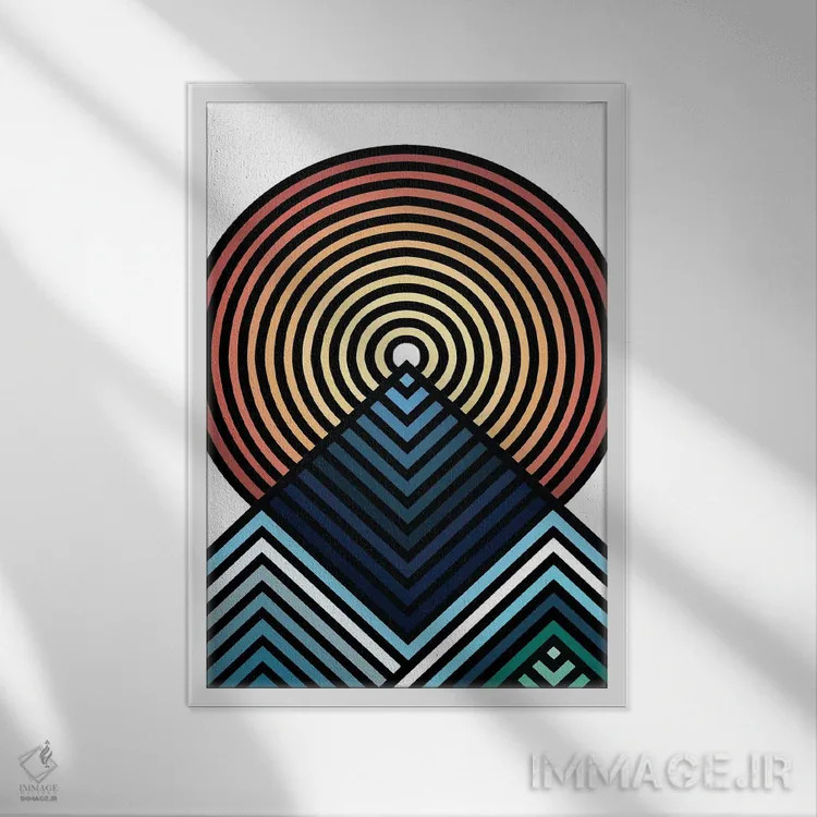 تابلو کوهِ هنگام طلوع اثر اندرو ام بارلو - نمای قابدار سفید