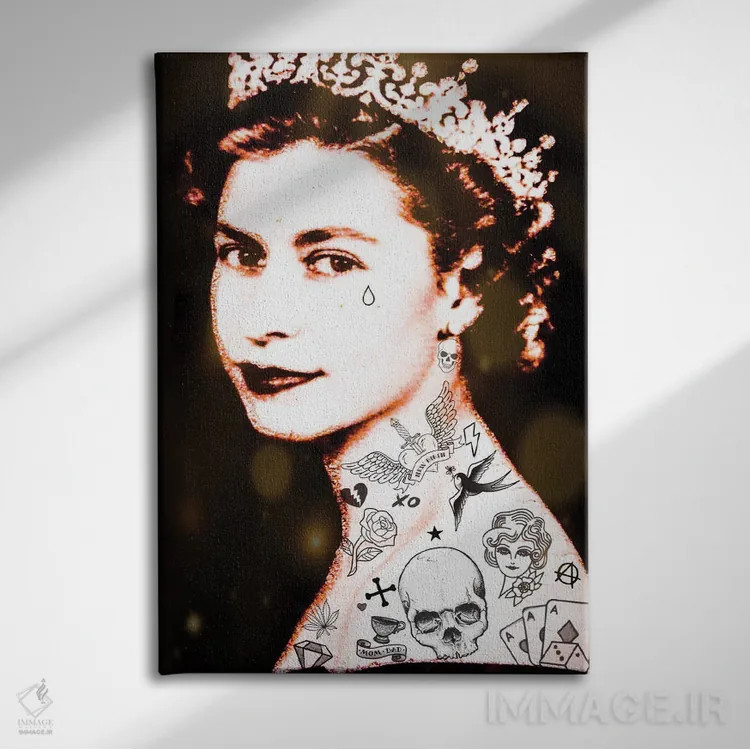 تابلو لیزی تتو شده اثر اندرو ام بارلو - نمای روبهرو روی دیوار