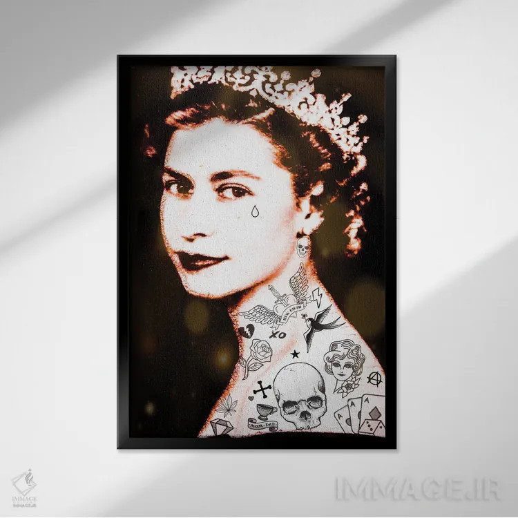 تابلو لیزی تتو شده اثر اندرو ام بارلو - نمای قابدار مشکی