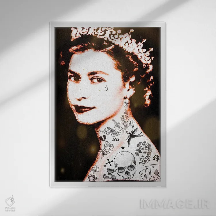 تابلو لیزی تتو شده اثر اندرو ام بارلو - نمای قابدار سفید