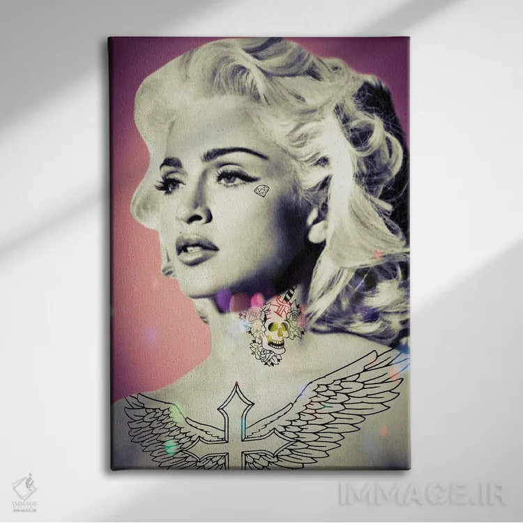 تابلو مدونا تتو شده اثر اندرو ام بارلو - نمای روبهرو روی دیوار