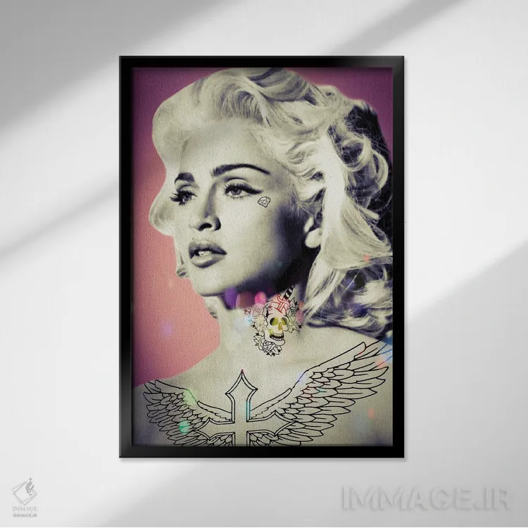 تابلو مدونا تتو شده اثر اندرو ام بارلو - نمای قابدار مشکی