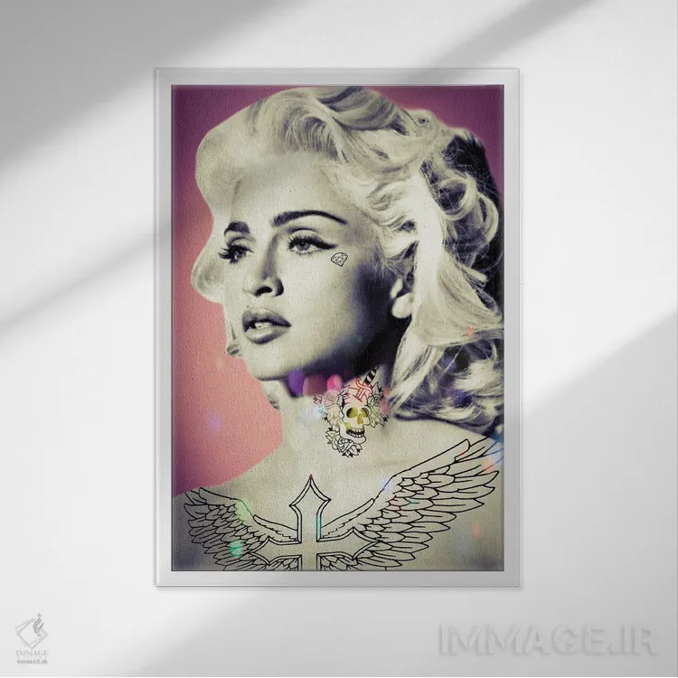 تابلو مدونا تتو شده اثر اندرو ام بارلو - نمای قابدار سفید