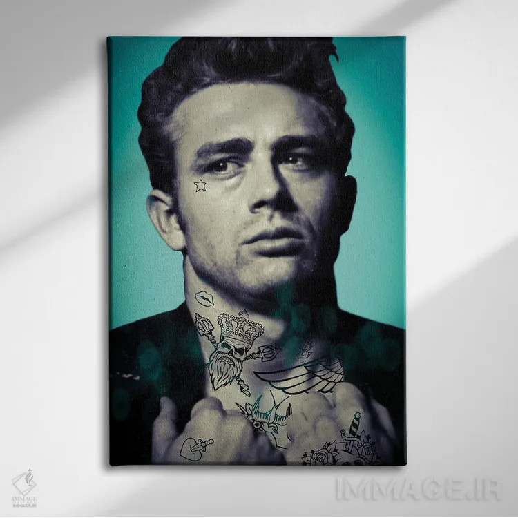 تابلو جیمز باور تتو شده اثر اندرو ام بارلو - نمای روبهرو روی دیوار