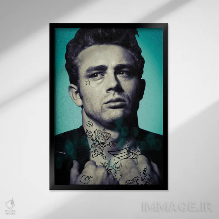 تابلو جیمز باور تتو شده اثر اندرو ام بارلو - نمای قابدار مشکی