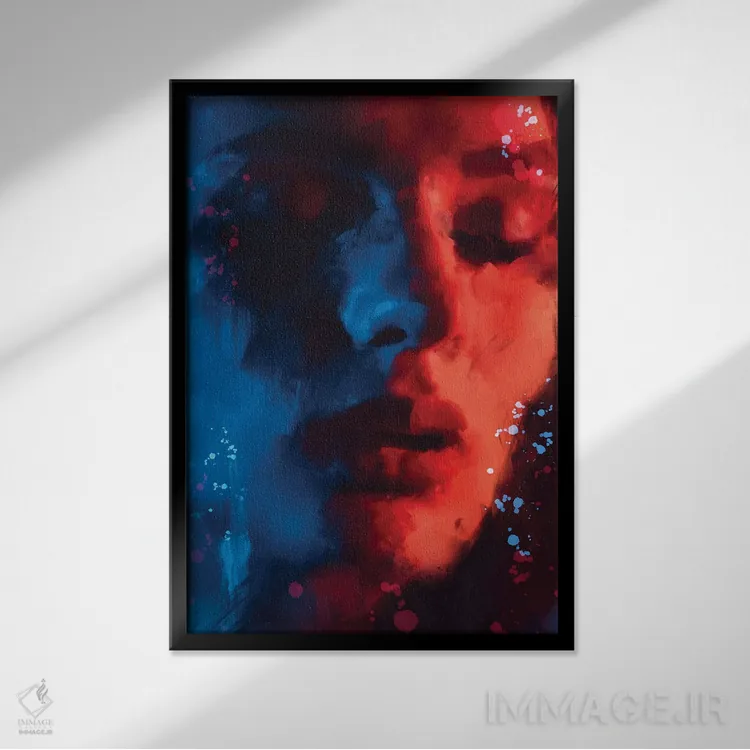 تابلو دختر قرمزپوش اثر اندرو ام بارلو - نمای قابدار مشکی