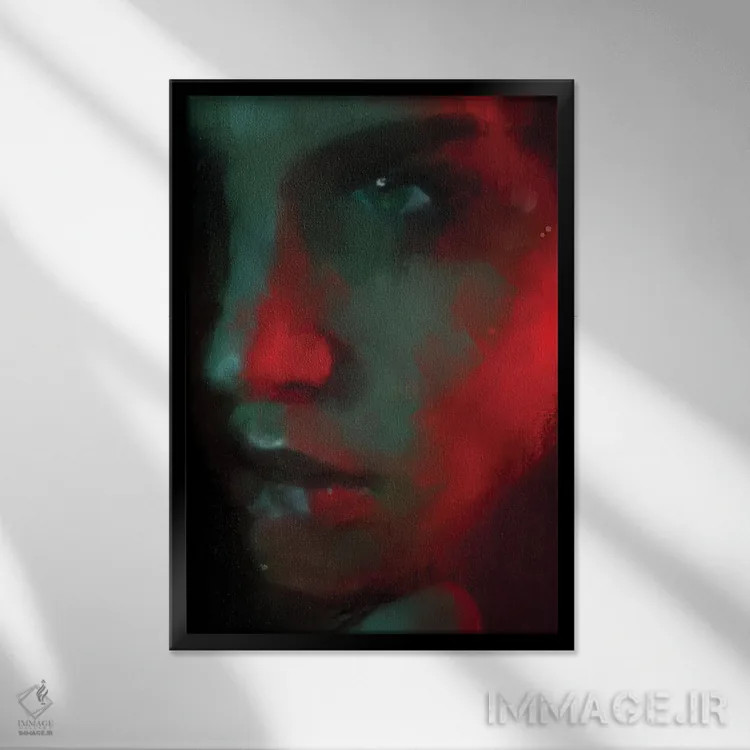 تابلو دختر سبزپوش اثر اندرو ام بارلو - نمای قابدار مشکی