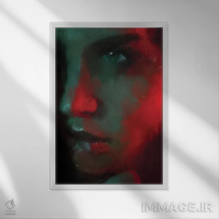 تابلو دختر سبزپوش اثر اندرو ام بارلو - نمای قابدار سفید