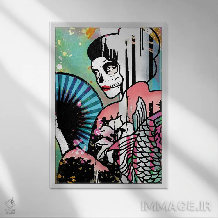 تابلو دختر گیشای کندی اثر اندرو ام بارلو - نمای قابدار سفید