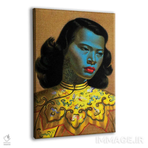 تابلو بانوی آبی تتو شده اثر اندرو ام بارلو - نمای پرسپکتیو محصول