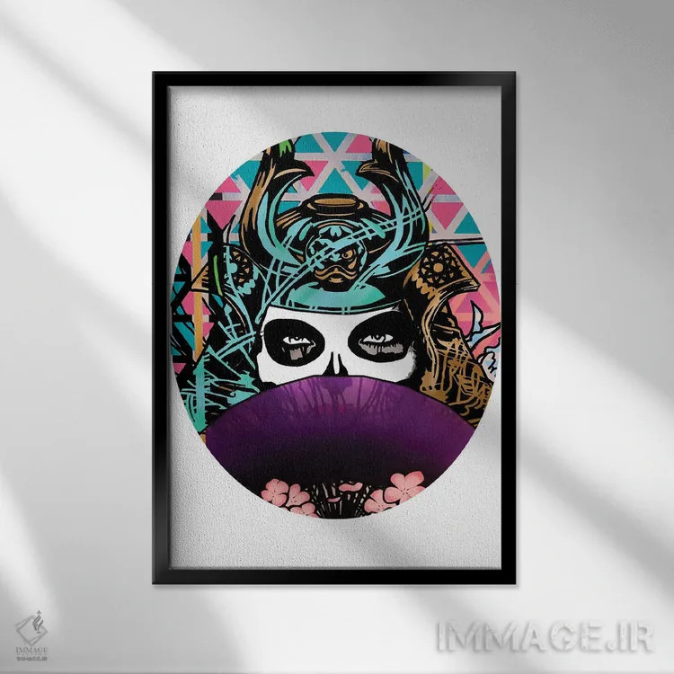 تابلو دختر گیشای سامورایی اثر اندرو ام بارلو - نمای قابدار مشکی