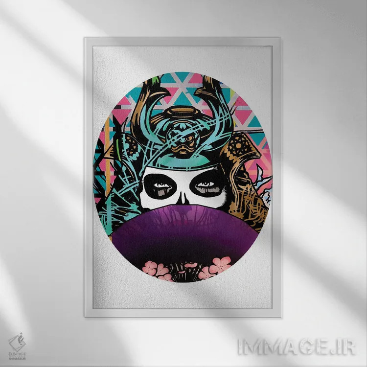 تابلو دختر گیشای سامورایی اثر اندرو ام بارلو - نمای قابدار سفید