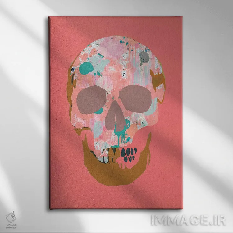 تابلو جمجمهٔ پاشیده اثر اندرو ام بارلو - نمای روبهرو روی دیوار