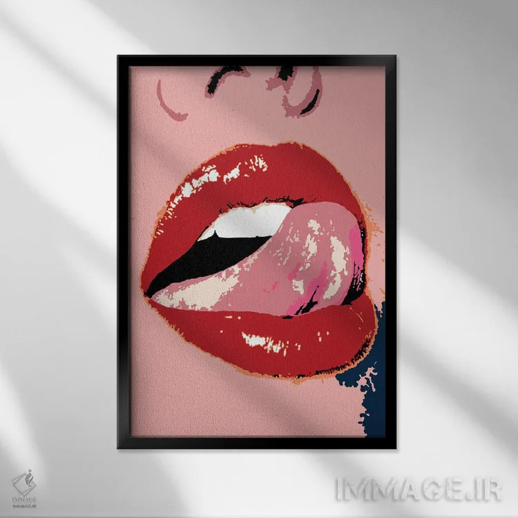 تابلو لب لیسیدن اثر اندرو ام بارلو - نمای قابدار مشکی