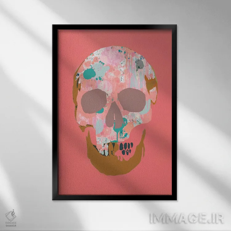 تابلو جمجمهٔ پاشیده اثر اندرو ام بارلو - نمای قابدار مشکی