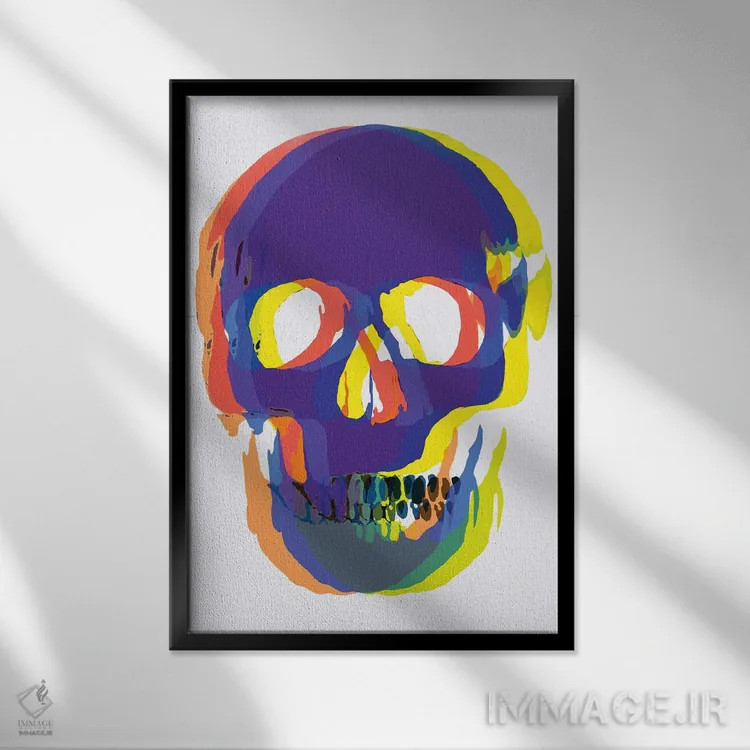 تابلو جمجمهٔ آبیِ تار اثر اندرو ام بارلو - نمای قابدار مشکی