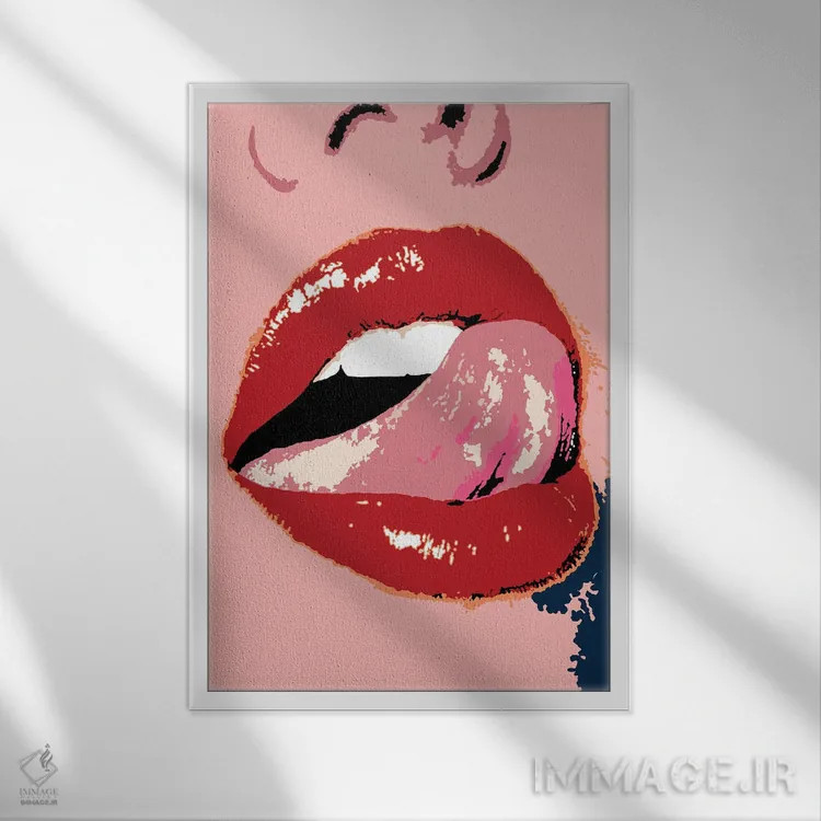تابلو لب لیسیدن اثر اندرو ام بارلو - نمای قابدار سفید