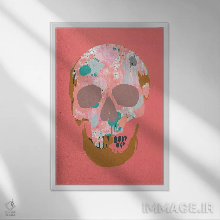 تابلو جمجمهٔ پاشیده اثر اندرو ام بارلو - نمای قابدار سفید